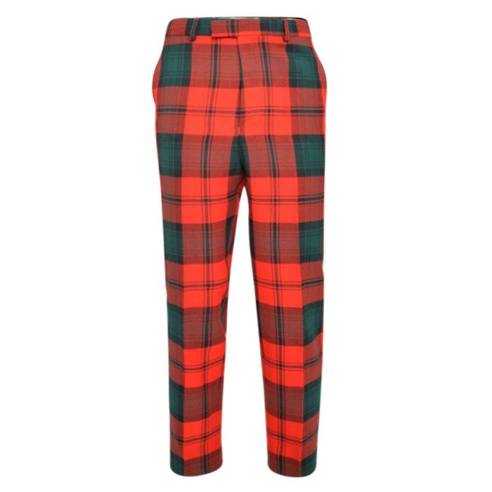 Only & Sons cropped drawstring tartan trousers in red | ASOS