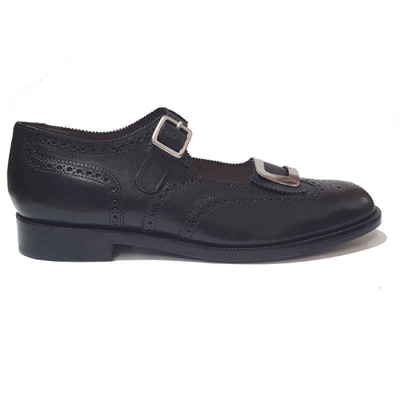 Buckle Brogues in Black Leather - Kinloch Anderson